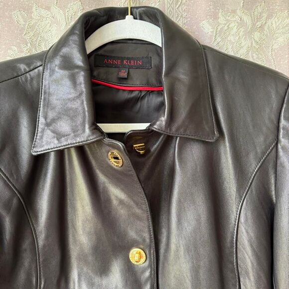 Anne Klein Women's Black Leather Jacket - Picture 2 of 7